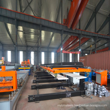 Automatic roof panel stacker for roll forming machine